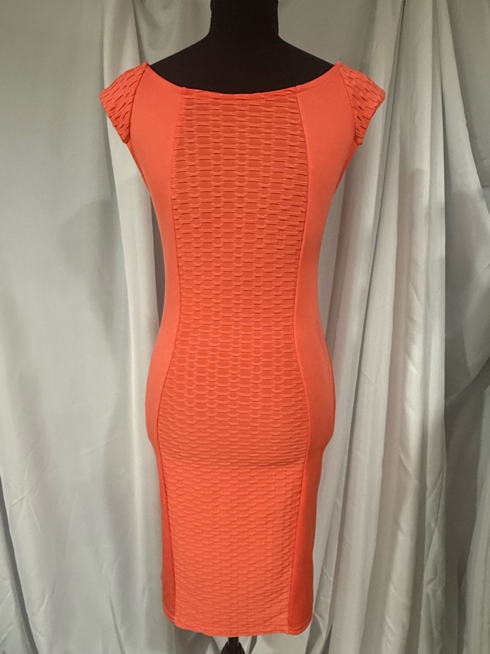 Guess Coral Orange Textured Midi Dress - Picture 2 of 7